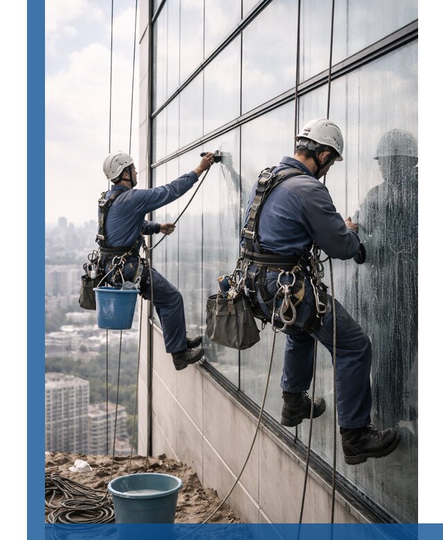 Профессиональная мойка фасадных окон альпинистами в Киселёвске