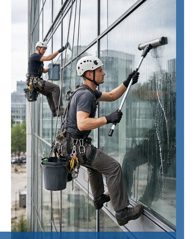 Мойка витражей альпинистами в Киселёвске от 720 р. под ключ|ВЫСОТНИК-Кис