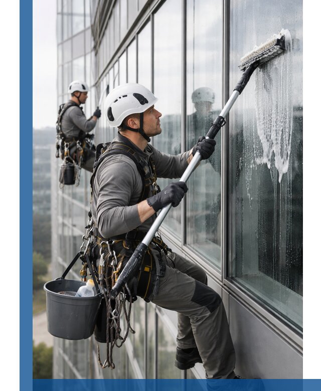 Высотная мойка сплошного остекления с выездом в Киселёвске