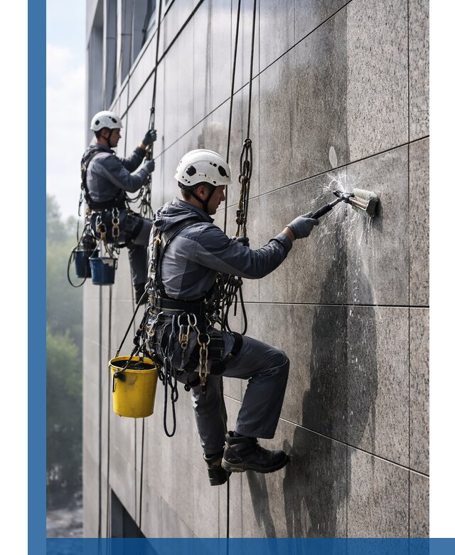 Профессиональная мойка фасада из керамогранита в Киселёвске