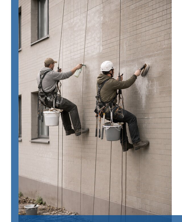 Удаление высолов с фасада зданий в Киселёвске без повреждений и следов