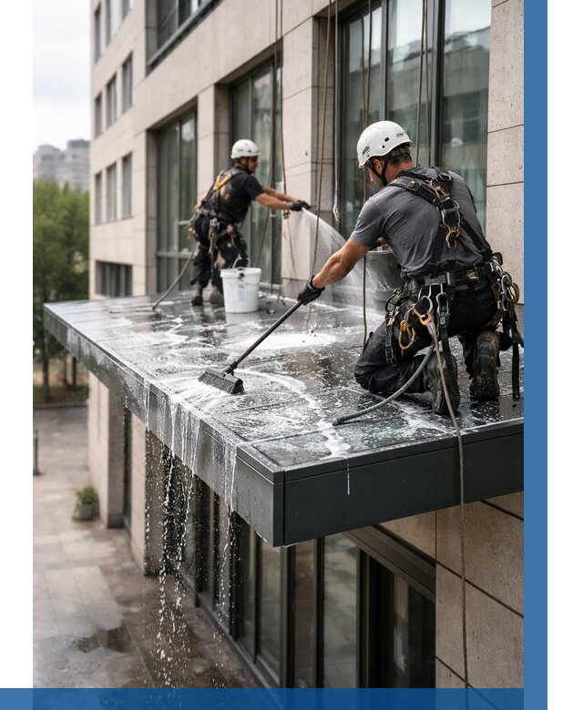 Мойка козырьков и навесов в Киселёвске от 3598 р. | ВЫСОТНИК-Кис