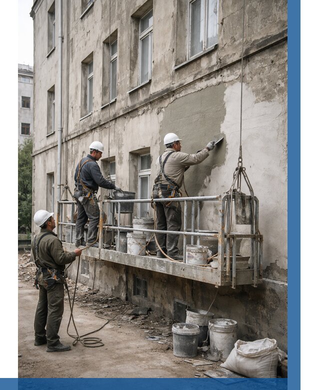 Капитальный ремонт фасада в Киселёвске от 4318 р. | ВЫСОТНИК-Кис