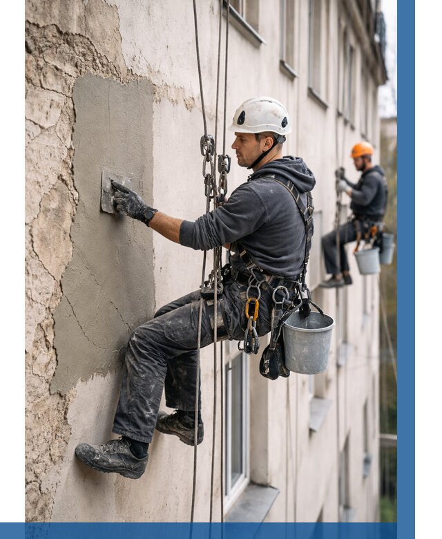 Восстановление штукатурки фасада в Киселёвске от 1234 р. | ВЫСОТНИК-Кис