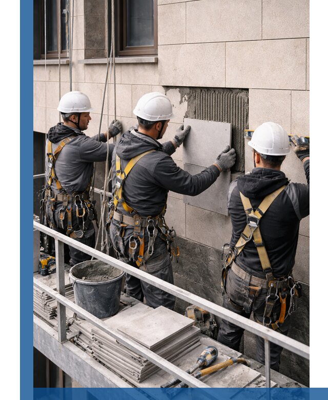 Ремонт облицовки фасада плиткой в Киселёвске с гарантией