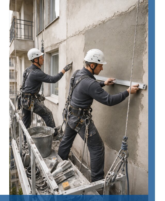 Штукатурка фасада на высоте в Киселёвске от 925 р. | ВЫСОТНИК-Кис