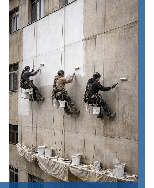 Покраска бетонного фасада в Киселёвске от 360 р за м2 | ВЫСОТНИК-Кис