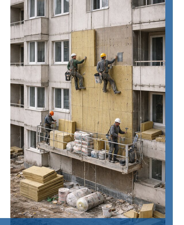 Утепление фасада минватой в Киселёвске от 1542 р. | ВЫСОТНИК-Кис