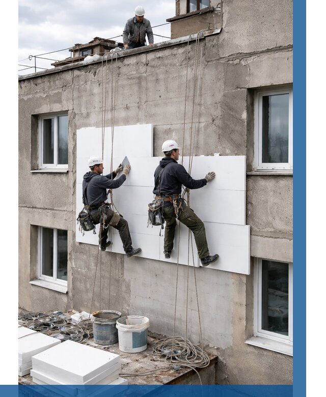 Утепление фасада пенополистиролом в Киселёвске от 1851 р. | ВЫСОТНИК-Кис