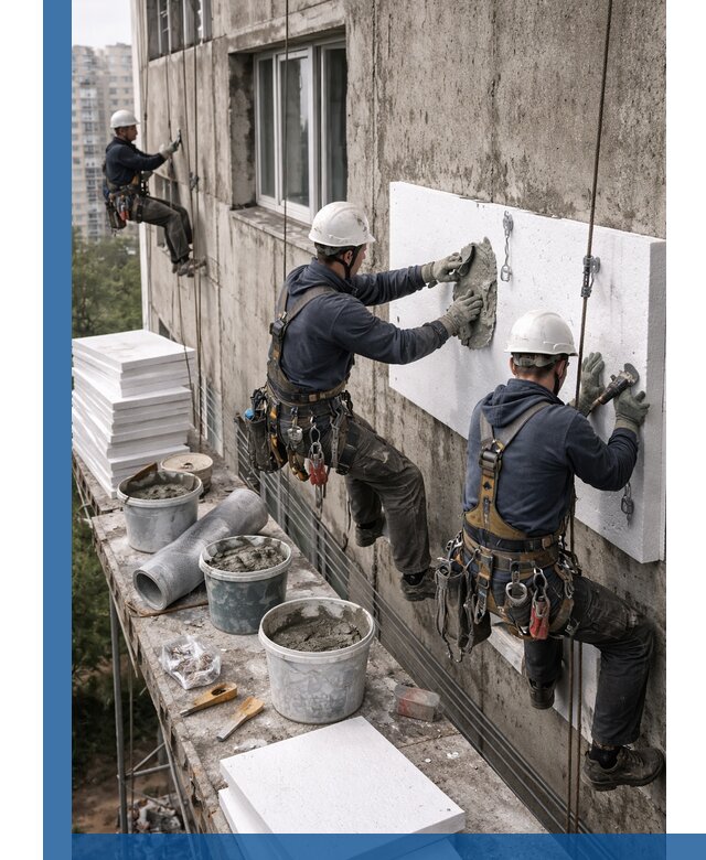 Утепление фасада пенополистиролом в Киселёвске под ключ