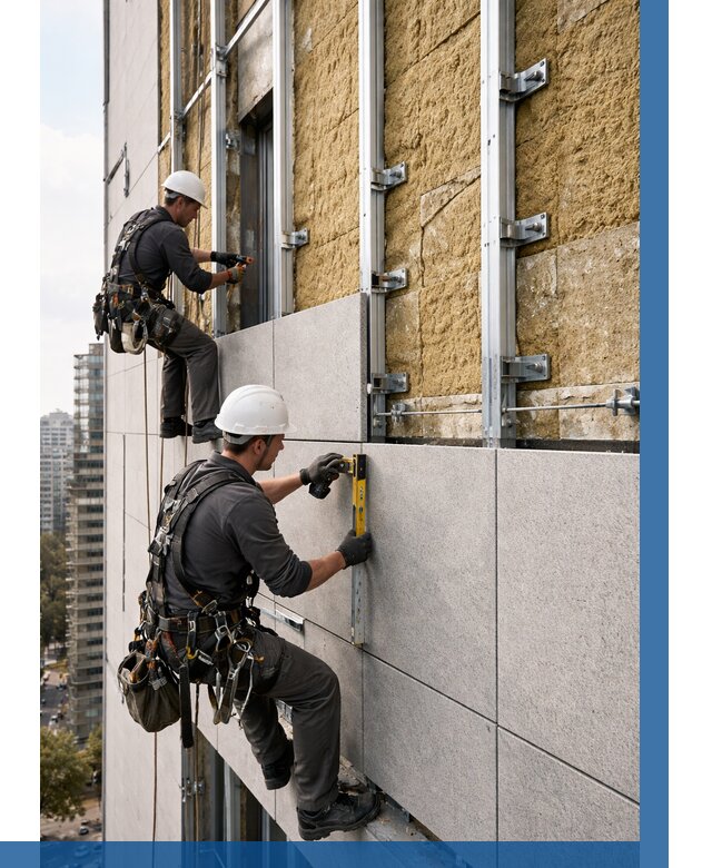 Монтаж вентилируемого фасада в Киселёвске от 3598 р. | ВЫСОТНИК-Кис