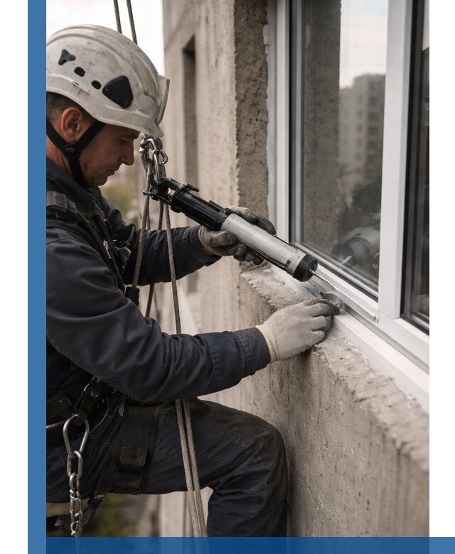 Герметизация оконных швов снаружи в Киселёвске профессионально