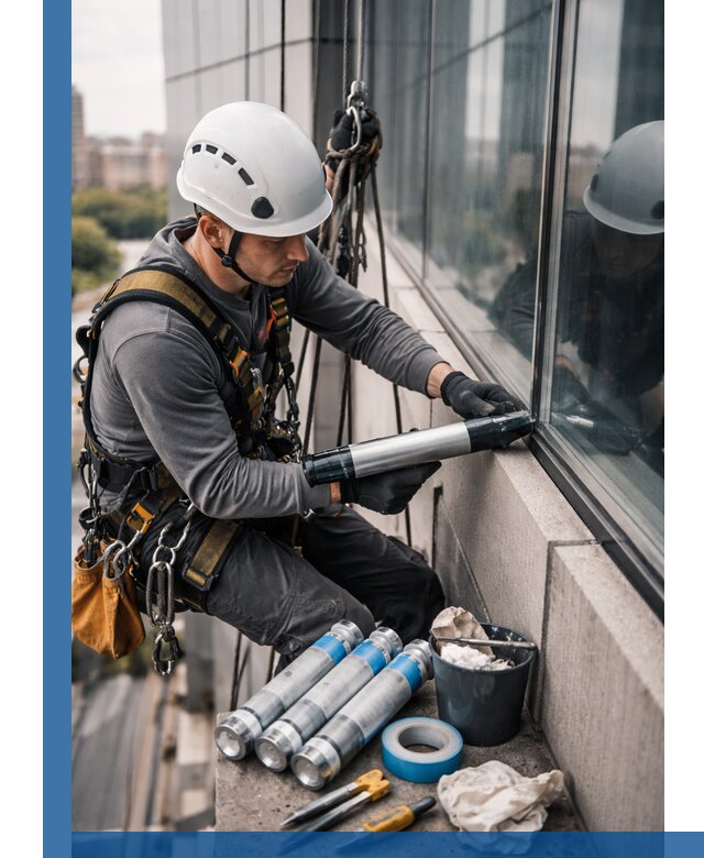 Герметизация стыков витража в Киселёвске для герметичных фасадов