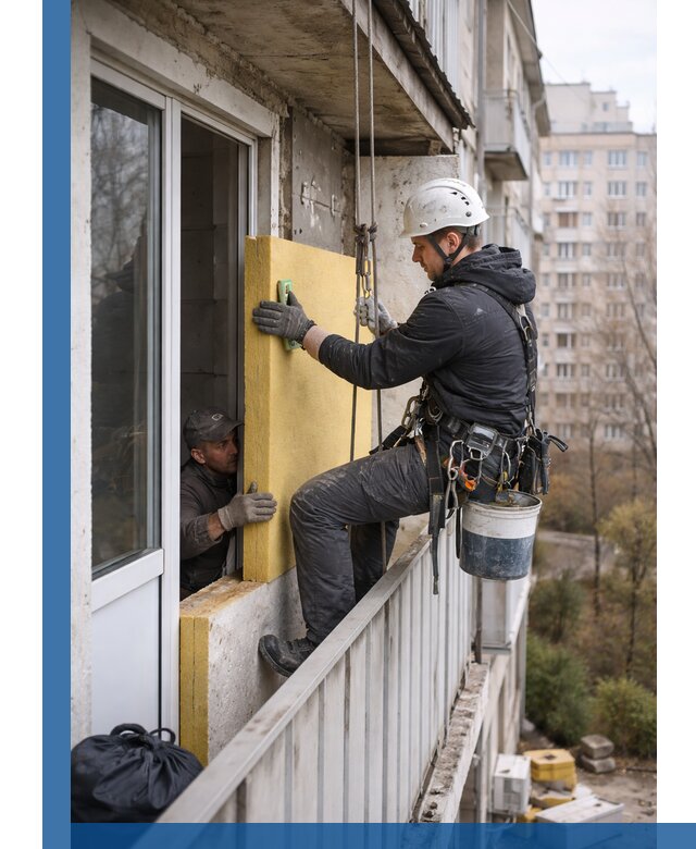 Профессиональное утепление балкона снаружи в Киселёвске под ключ