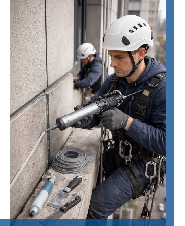 Герметизация деформационных швов фасада в Киселёвске от 720 | ВЫСОТНИК-Кис