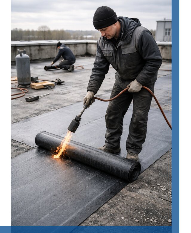 Ремонт наплавляемой кровли в Киселёвске от 720 р. | ВЫСОТНИК-Кис