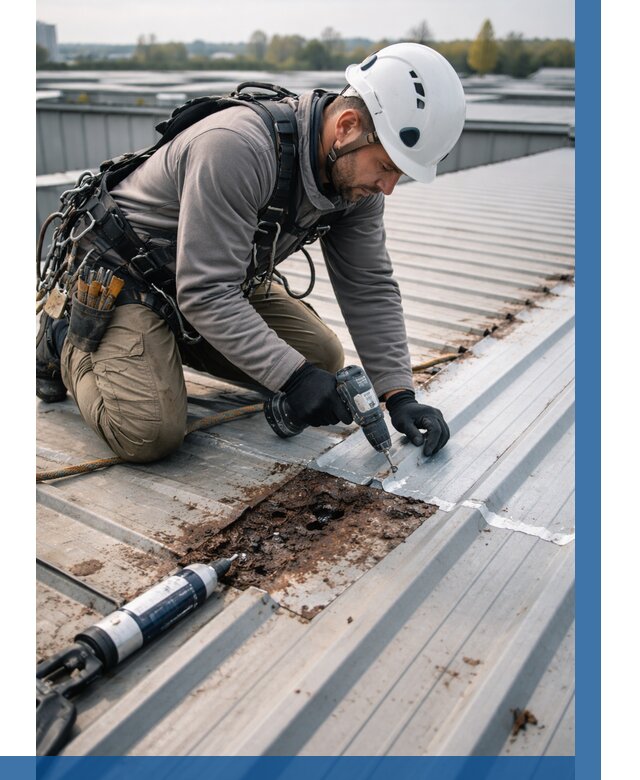 Ремонт профнастила на кровле в Киселёвске от 720 р. | ВЫСОТНИК-Кис