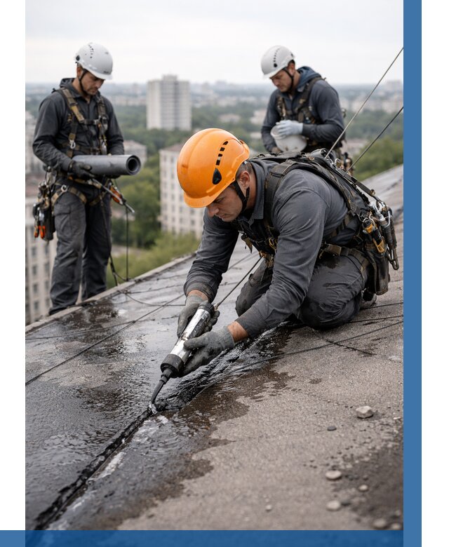 Устранение протечек кровли в Киселёвске от 12337 р. | ВЫСОТНИК-Кис