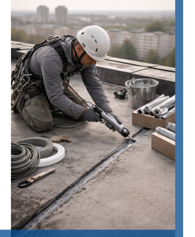 Герметизация швов кровли в Киселёвске от 463 р./м2 | ВЫСОТНИК-Кис