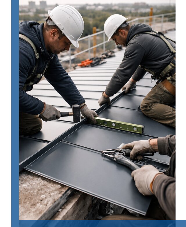 Монтаж фальцевой кровли в Киселёвске для промышленных зданий