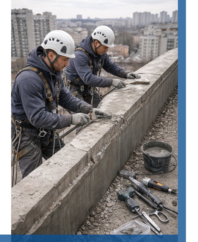 Ремонт парапета на кровле в Киселёвске от 1542 р. | ВЫСОТНИК-Кис