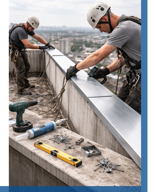 Монтаж парапетных крышек в Киселёвске от 822 р. | ВЫСОТНИК-Кис