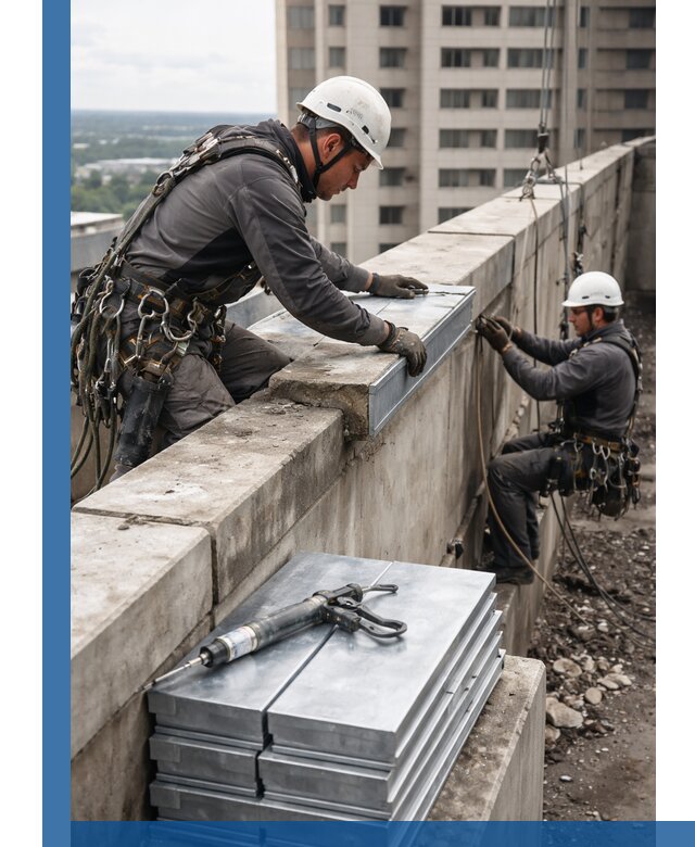 Замена парапетных крышек и установка новых в Киселёвске