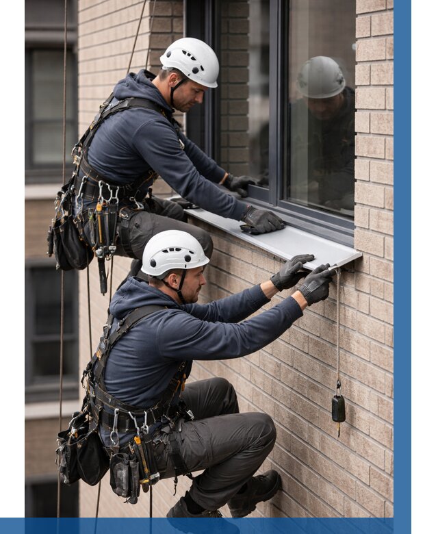 Монтаж оконных отливов под ключ в Киселёвске от 3598 р. | ВЫСОТНИК-Кис