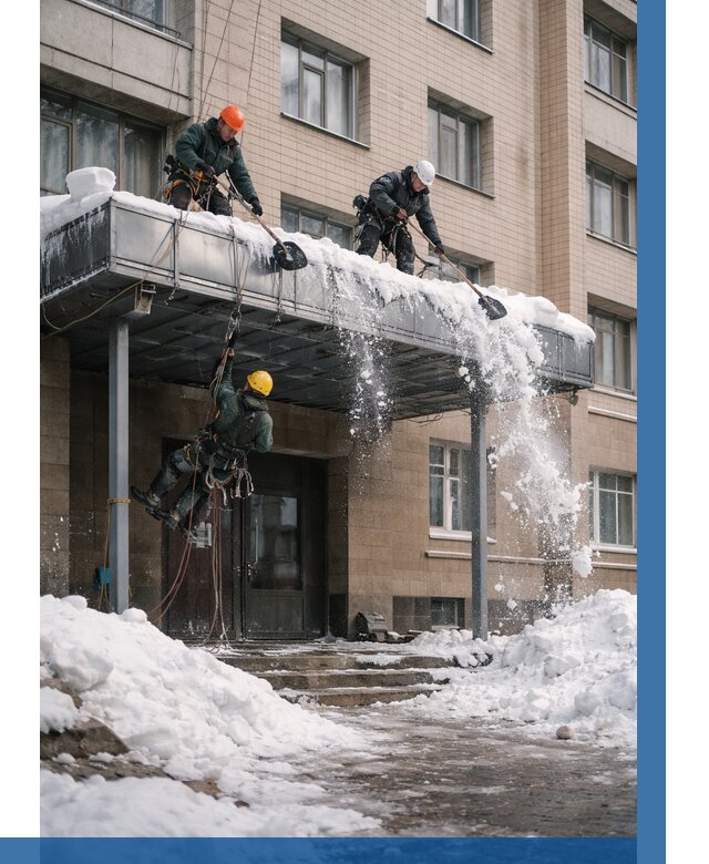 Очистка козырьков от снега в Киселёвске от 3598 р. | ВЫСОТНИК-Кис