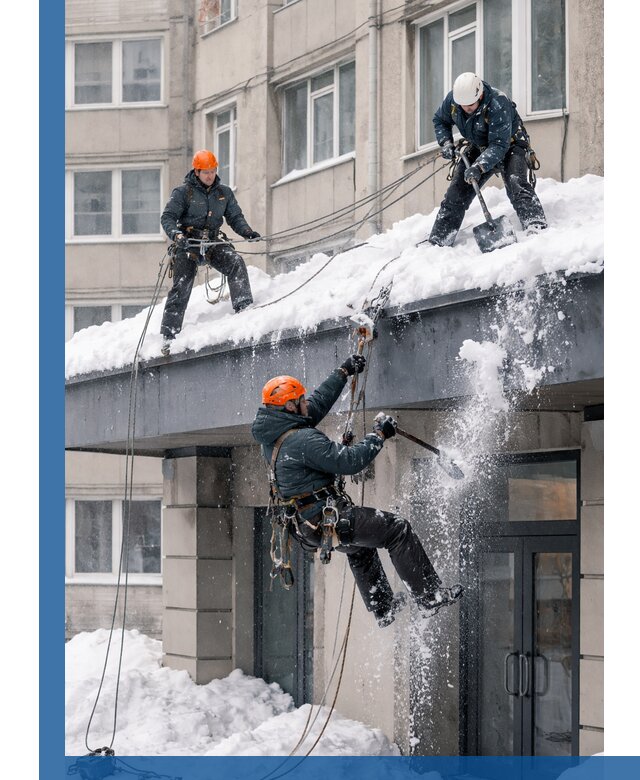 Безопасная очистка навесов от снега в Киселёвске круглогодично