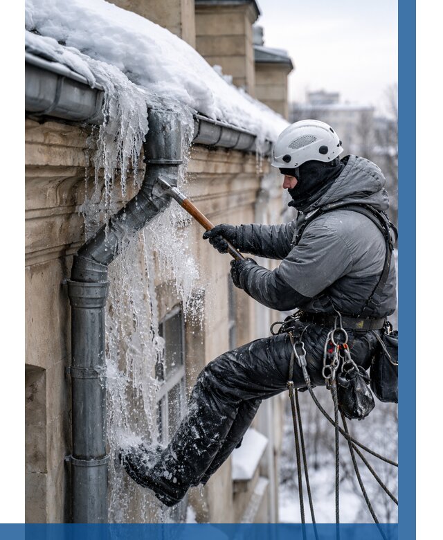 Очистка водостоков от льда в Киселёвске от 3598 р. | ВЫСОТНИК-Кис