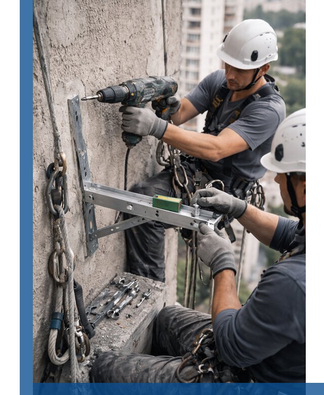 Установка кронштейнов кондиционера и крепежа в Киселёвске