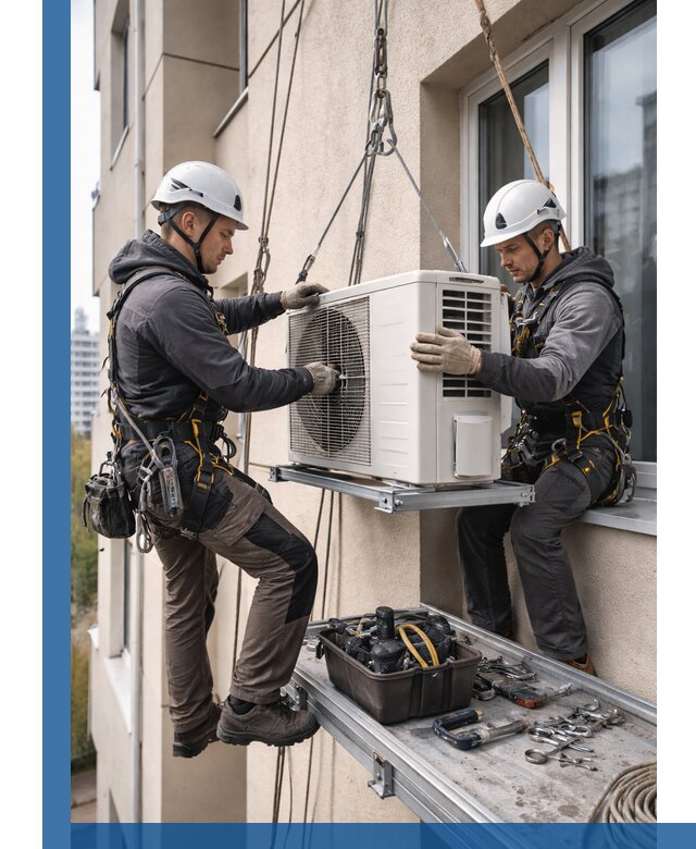 Перенос внешнего блока кондиционера в Киселёвске с монтажом и крепежом