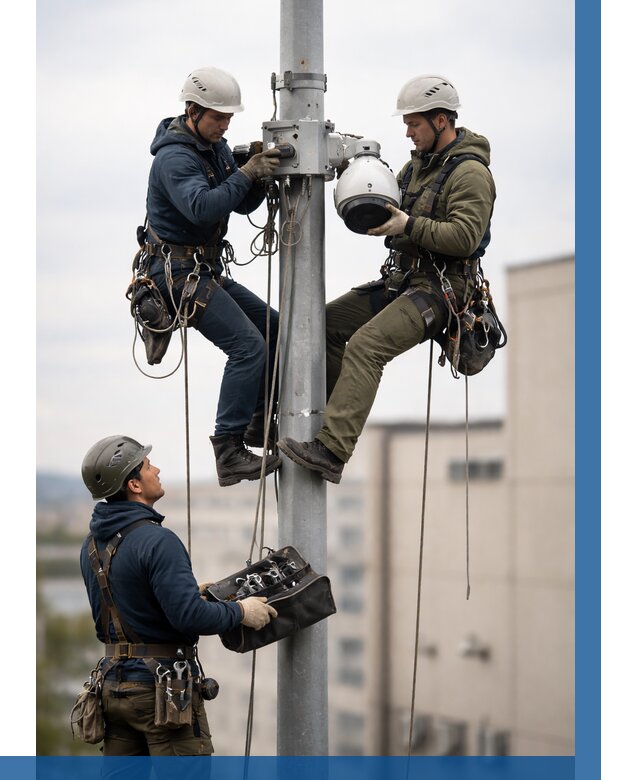 Установка видеокамер на мачте в Киселёвске от 8739 р. | ВЫСОТНИК-Кис