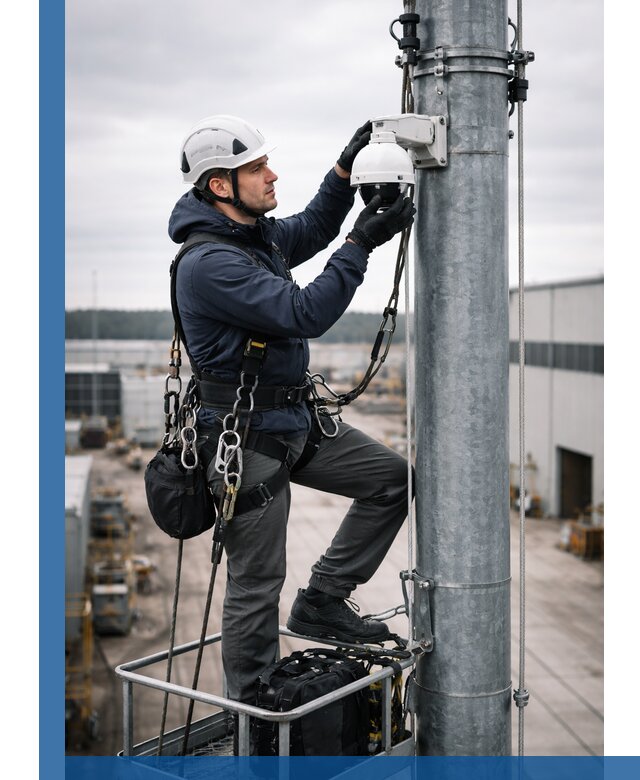 Профессиональная установка видеокамер на мачте в Киселёвске