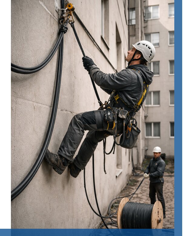 Протяжка кабеля питания на высоте в Киселёвске от 463 р. | ВЫСОТНИК-Кис