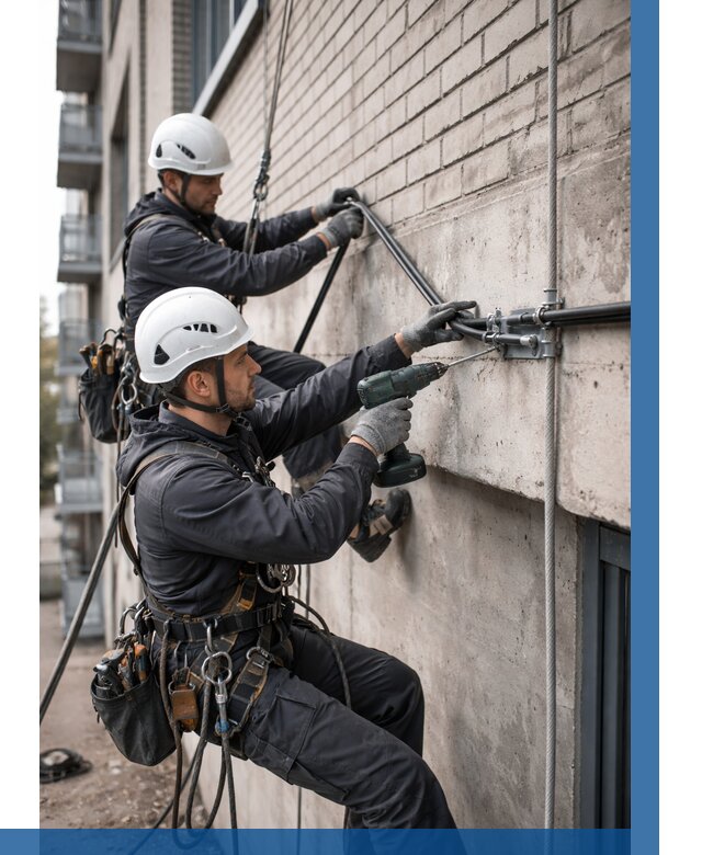 Крепление кабеля на фасаде в Киселёвске от 360 р. | ВЫСОТНИК-Кис