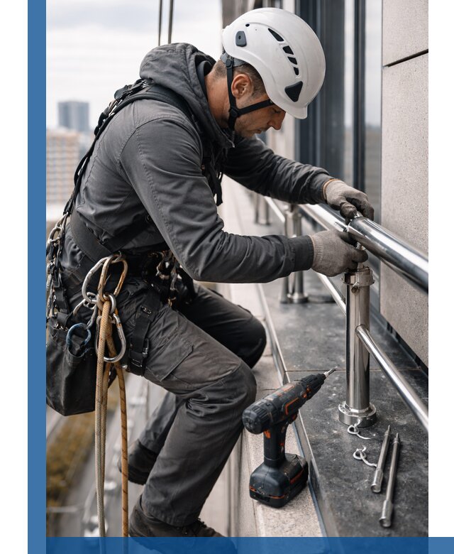 Монтаж ограждений на высоте в Киселёвске для зданий и конструкций