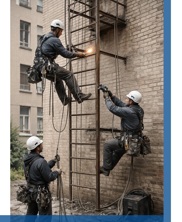 Ремонт пожарной лестницы в Киселёвске от 7711 р. | ВЫСОТНИК-Кис