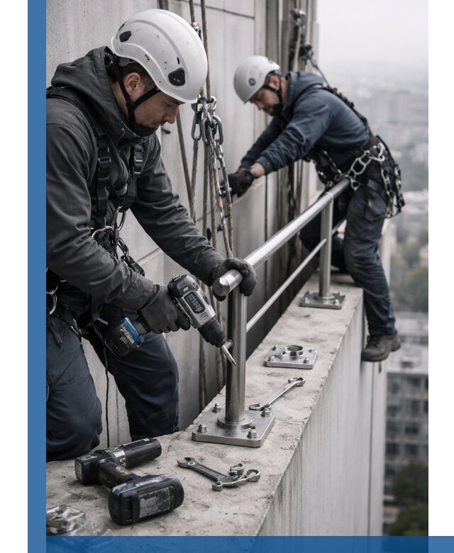 Монтаж перил на высоте в Киселёвске для жилых и промобъектов