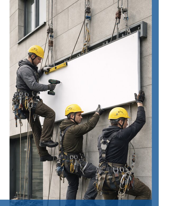 Монтаж рекламной вывески в Киселёвске от 8225 р. | ВЫСОТНИК-Кис