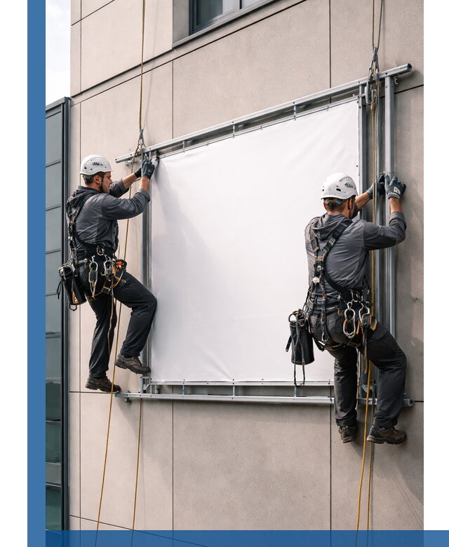 Монтаж наружной рекламной вывески в Киселёвске под ключ