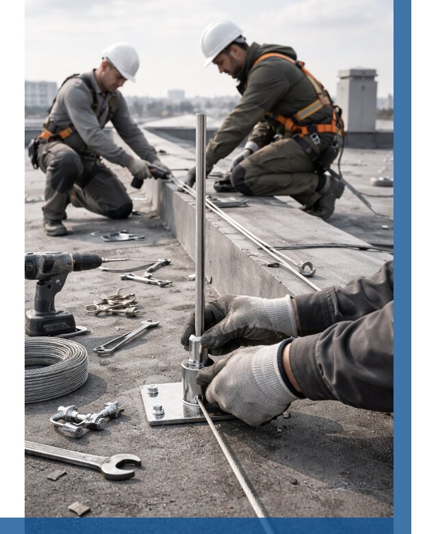 Монтаж молниезащиты на кровле в Киселёвске цена от 25703 р. | ВЫСОТНИК-Кис