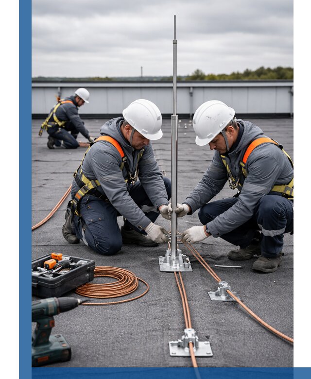 Монтаж молниезащиты на кровле в Киселёвске под ключ с гарантией