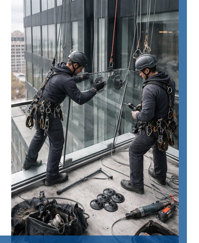 Монтаж стеклянных ограждений в Киселёвске от 2570 р. | ВЫСОТНИК-Кис