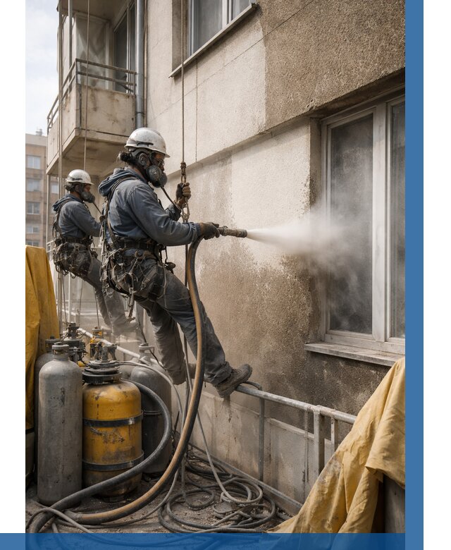 Пескоструйная очистка фасада в Киселёвске от 668 р. | ВЫСОТНИК-Кис