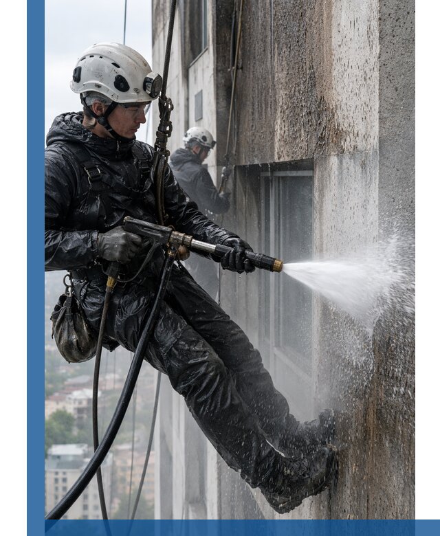 Гидроструйная очистка фасадов и конструкций в Киселёвске