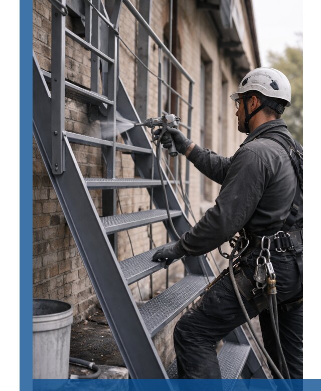 Покраска и антикоррозионная защита пожарных лестниц в Киселёвске