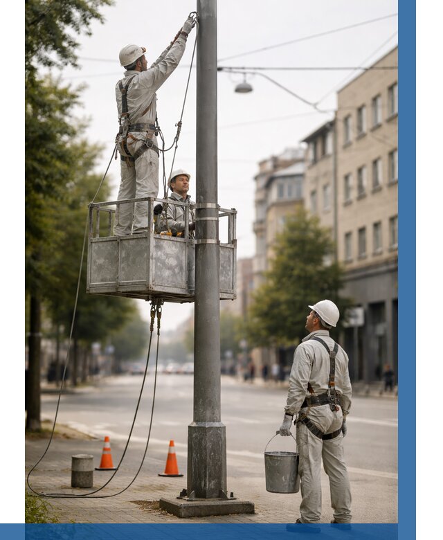 Покраска опор освещения в Киселёвске от 5141 р. | ВЫСОТНИК-Кис