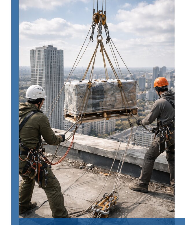 Подъем и монтаж крупногабаритных грузов на крышу в Киселёвске